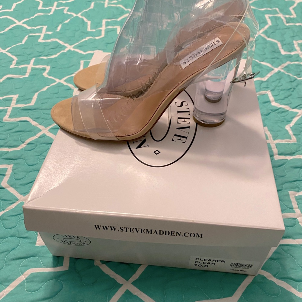 Steve Madden Clear Ankle wrap Sandals